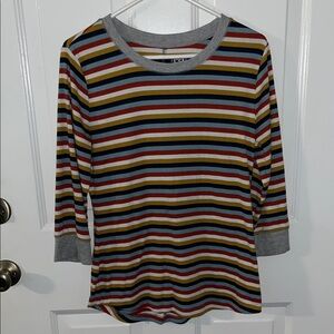 Time and Tru Multicolor Striped Top